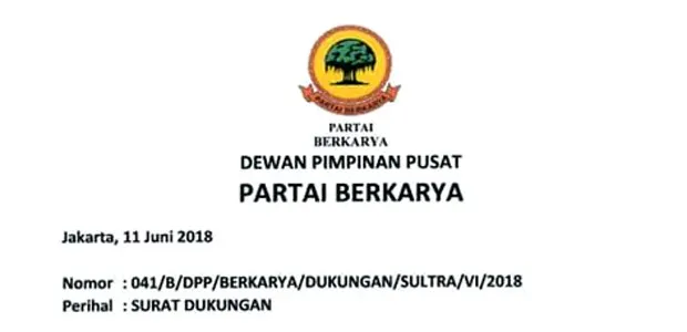 Surat Dukungan Pertai Berkarya