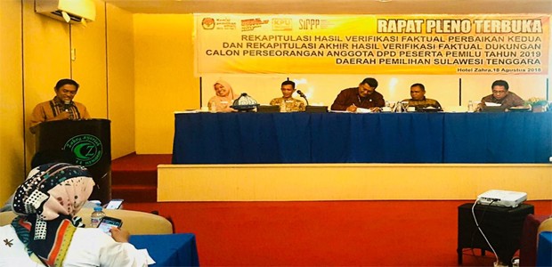 Rapat Pleno KPU SUltra Penetapan Calon ANggota DPD RI
