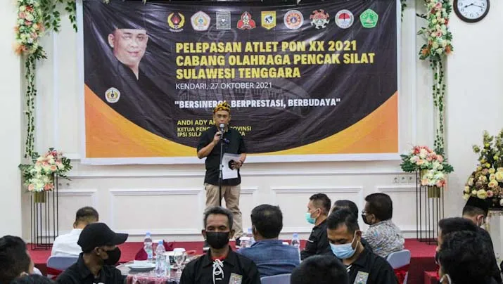 Lepas Atlet, IPSI Sultra dan KONI Yakni Cabor Pencak Silat Raih Medali Emas