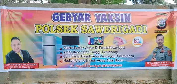 Polsek Sawerigadi Muna Barat Gelar Vaksinasi Gratis dan Berhadiah