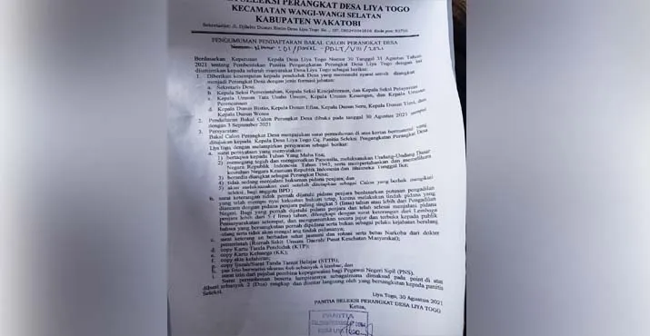 Rekrutmen Calon Perangkat Desa Liya Togo Diduga Bermasalah