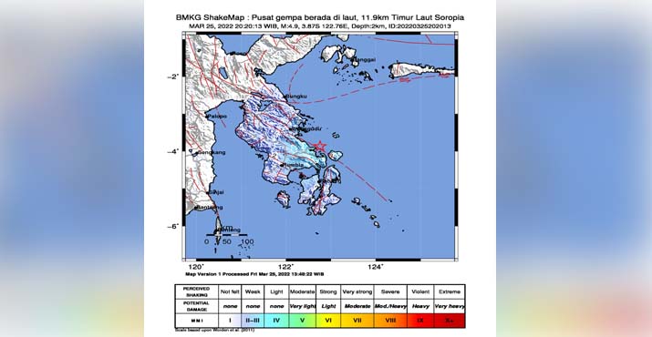 Empat Kali Beruntun Gempa Bumi Guncang Kabupaten Konawe, Terbesar 4.9 Magnitudo