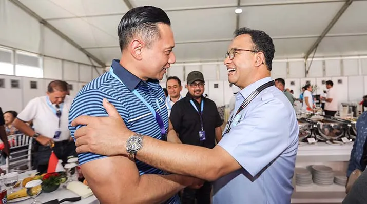 AHY Disambut Akrab Anies Baswedan saat Nonton Formula E di Sirkuit Ancol