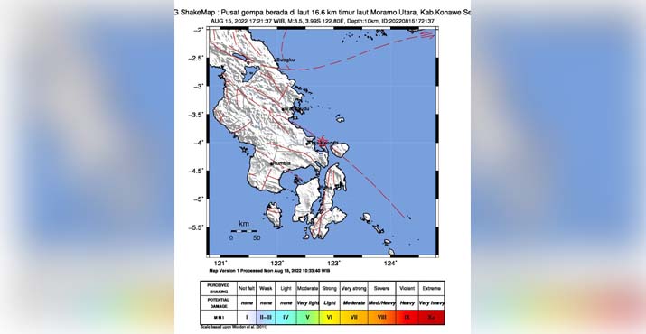 Gempa Bumi Magnitudo 3,5 Guncang Moramo Utara, BMKG: Tak Berpotensi Tsunami