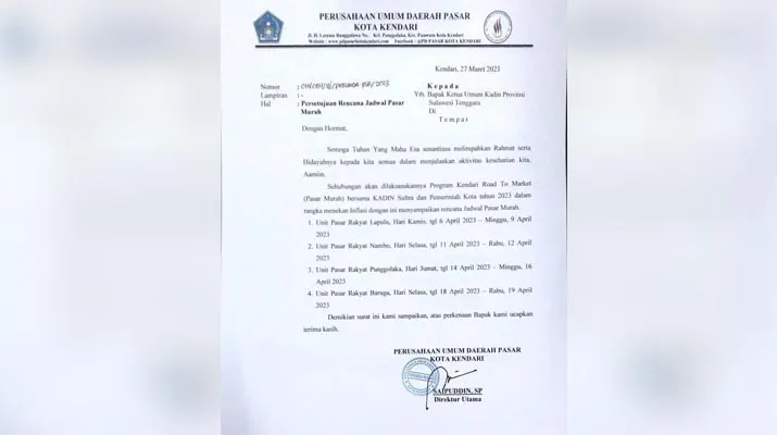 Tekan Inflasi, Pemkot Kendari dan Kadin Sultra Gelar Pasar Murah, Berikut Lokasi dan Jadwalnya