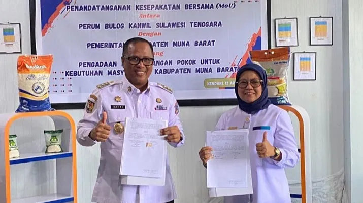 Jamin Ketersediaan Stok Pangan, Pemda Mubar dan Perum Bulog Kanwil Sultra Teken MoU
