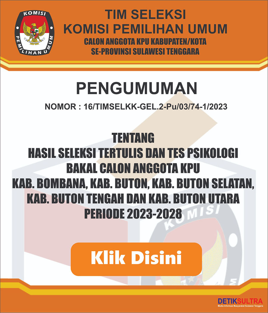 Hasil Seleksi Tertulis Dan Tes Psikologi Bakal Calon Anggota Kpu Kabupaten Bombana, Kabupaten Buton, Kabupaten Buton Selatan, Kabupaten Buton Tengah Dan Kabupaten Buton Utara Periode 2023-2028