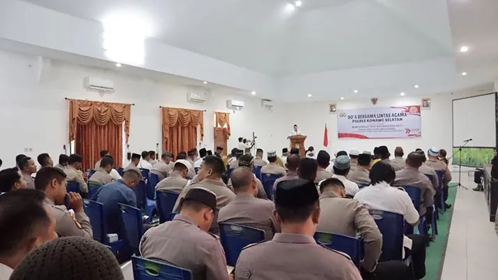 Peringati Hari Bhayangkara ke-77, Polres Konsel Gelar Doa Bersama Lintas Agama