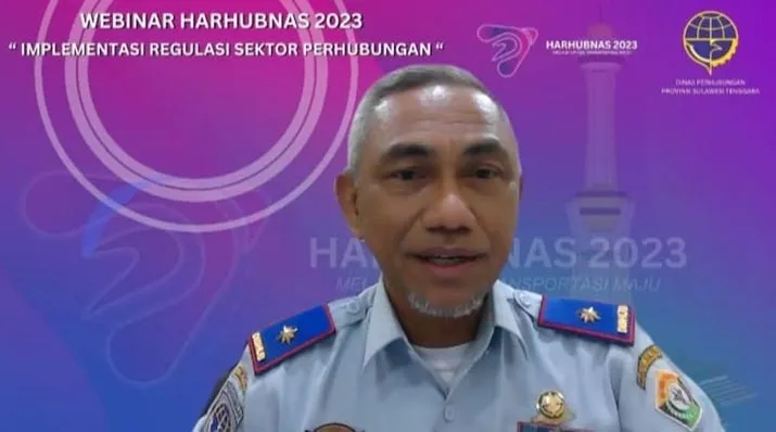 Kepala Dinas Perhubungan Sultra Muhammad Rajulan dalam kegiatan Webinar Harhubnas 2023. Foto: Istimewa