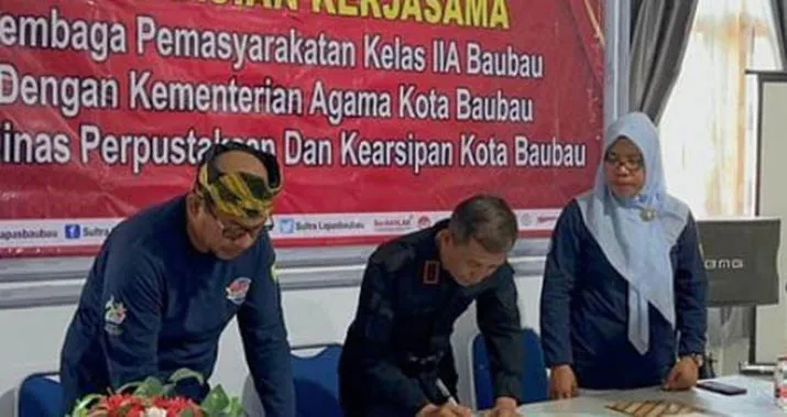 Tingkatkan Keterampilan WBP, Lapas Baubau Teken MoU dengan Dinas Perpustakaan dan Kemenag