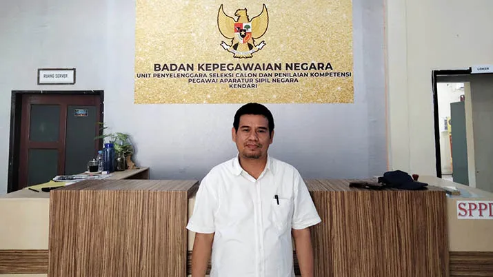 Kepala UPT BKN Kendari, Sahman. Foto: Muh Ridwan Kadir/Detiksultra.com