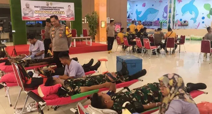 Rakorbin SDM dan PNS Polri 2023, Polres Baubau Tanam Pohon dan Gelar Donor Darah