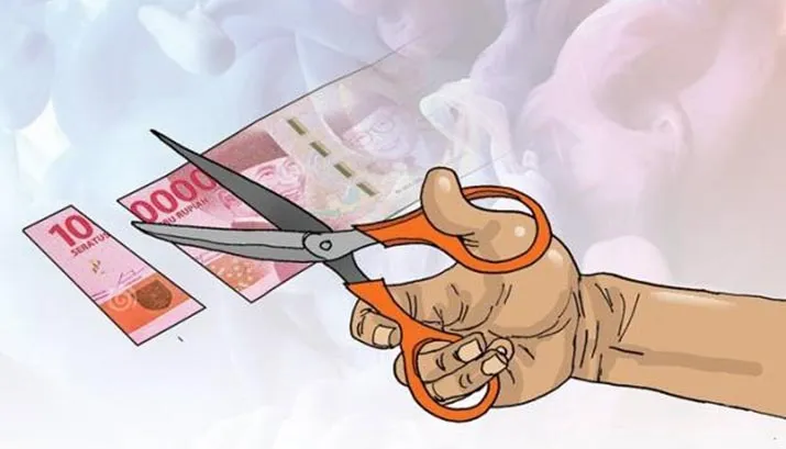 Ilustrasi uang dipotong