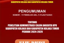 Tim Seleksi Calon Anggota Kpu Kabupaten Kolaka dan Kabupaten Kolaka Timur Periode 2024 – 2029 Pengumuman Tentang Hasil Penelitian Administrasi Bakal Calon Anggota Kpu Kabupaten Kolaka Dan Kabupaten Kolaka Timur Periode 2024-2029