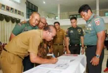 4 Kepala Daerah di Wilayah Kepton Tanda Tangani NPHD Bersama Danrem 143/HO