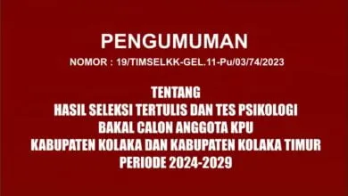 Hasil Seleksi Tertulis Dan Tes Psikologi Bakal Calon Anggota Kpu Kabupaten Kolaka Dan Kabupaten Kolaka Timur Periode 2024-2029
