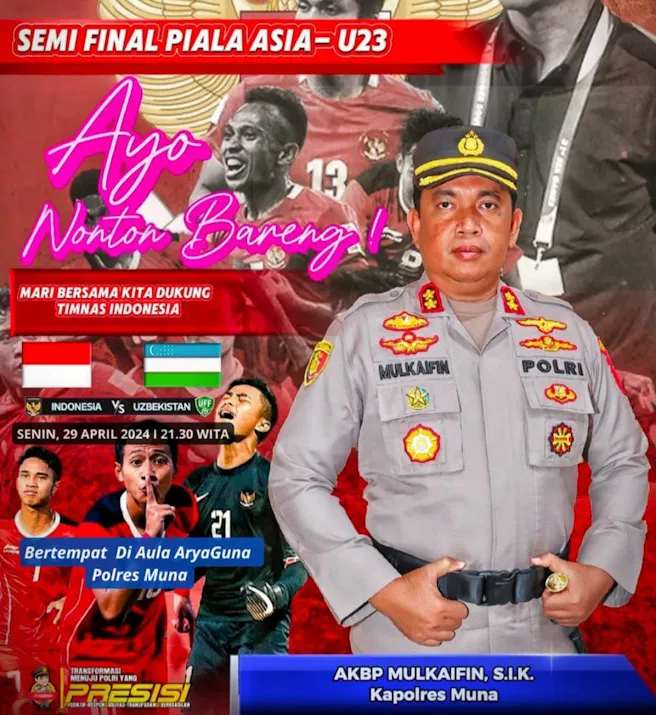 Dukung Timnas, Polres Muna Gelar Nobar Semifinal Piala Asia U-23