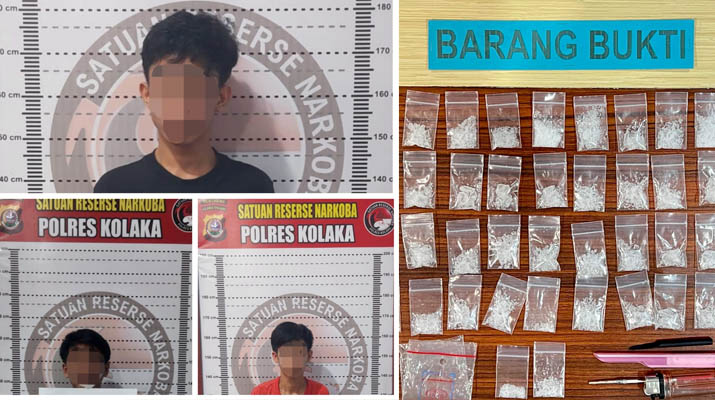 Tiga Pemuda di Kolaka Ditangkap Polisi karena Miliki 45,11 Gram Sabu-Sabu