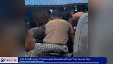 Detik-Detik Evakuasi Wisatawan yang Tenggelam di Pantai Taipa Konawe Utara
