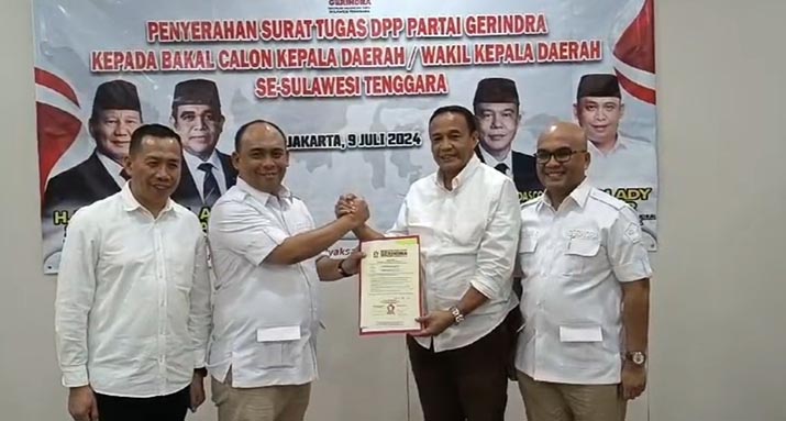 Rajiun Tumada-Purnama Ramadhan Resmi Kantongi Surat Tugas dari Gerindra untuk Maju Pilkada Muna