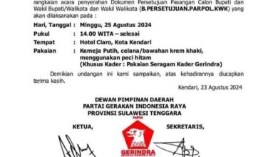 Jelang Pendaftaran ke KPU Muna, Rajiun-Purnama Bakal Terima B1 KWK Partai Gerindra