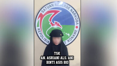 Seorang Ibu Rumah Tangga di Konawe Ditangkap Polisi Karena Edarkan Sabu-Sabu