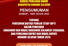 Penetapan Daftar Pemilih Tetap (DPT) Dalam Pemilihan Gubernur dan Wakil Gubernur Sulawesi Tenggara, dan Pemilihan Bupati dan Wakil Bupati Konawe Selatan Tahun 2024