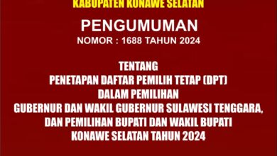 Penetapan Daftar Pemilih Tetap (DPT) Dalam Pemilihan Gubernur dan Wakil Gubernur Sulawesi Tenggara, dan Pemilihan Bupati dan Wakil Bupati Konawe Selatan Tahun 2024