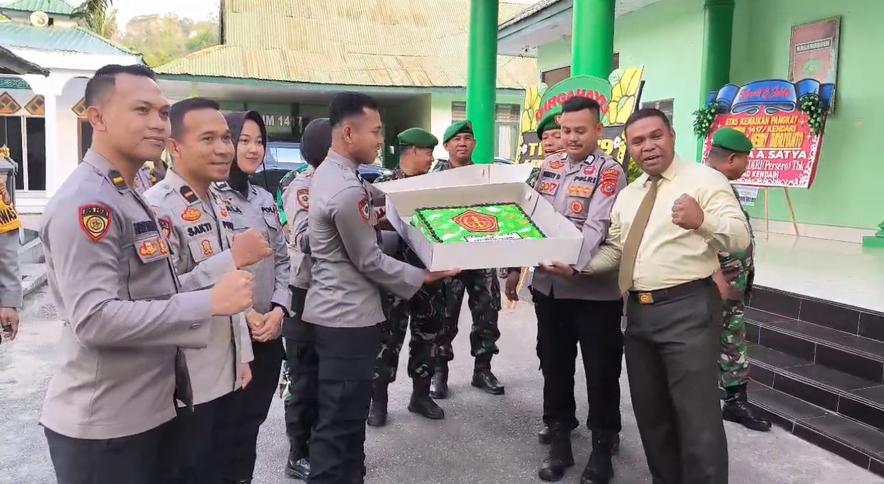 HUT ke-79 TNI, Polresta Kendari Beri Kejutan kepada Kodim 1417/Kendari