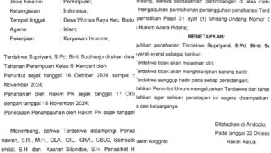 PN Andoolo Kabulkan Penangguhan Penahanan Guru Honorer yang Dituding Aniaya Siswanya