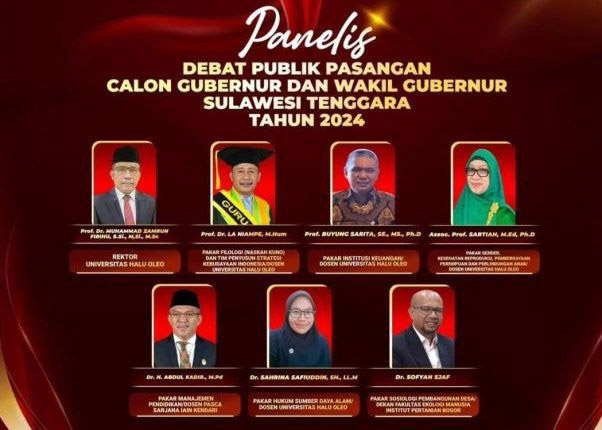 Mengenal Tujuh Panelis Debat Pilgub Sultra, Ada Rektor UHO Hingga Dosen IPB