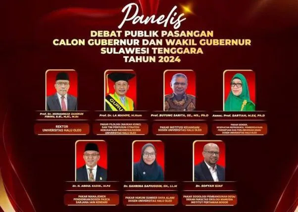 Mengenal Tujuh Panelis Debat Pilgub Sultra, Ada Rektor UHO Hingga Dosen IPB