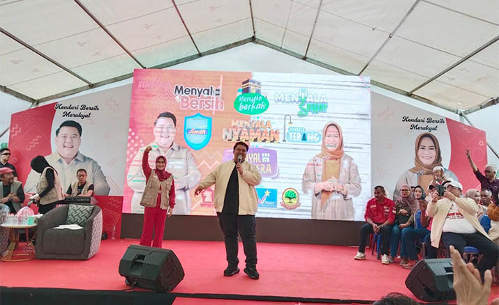 Yudhi-Nirna Paparkan Program Makan Siang dan Susu Gratis saat Kampanye di Baruga