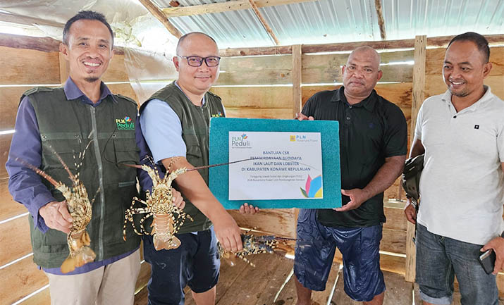 PLN NP UP Kendari Salurkan CSR Budidaya Ikan Laut dan Lobster kepada Nelayan Konkep