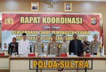 Bersama KPU dan Bawaslu, Polda Sultra Gelar Rakor Kesiapan Pengamanan Tahap Pemungutan Suara Pilkada Serentak 2024