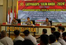 Pengamanan Natal dan Tahun Baru, Dirlantas Polda Sultra Pimpin Pelaksanaan Latpraops Lilin Anoa 2024