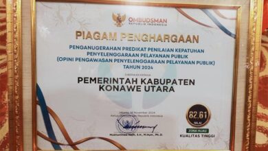 Pemda Konut Raih Predikat Penilaian Kepatuhan Penyelenggaraan Pelayanan Publik