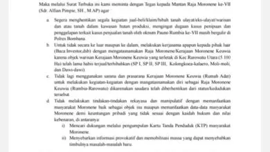 Surat Terbuka untuk Mantan Raja Moronene Keuwia VII