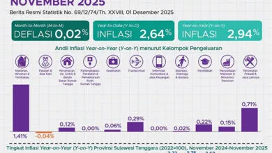 Inflasi Sultra November 2025 Tercatat 2,94 Persen, NTP Petani Ikut Menguat
