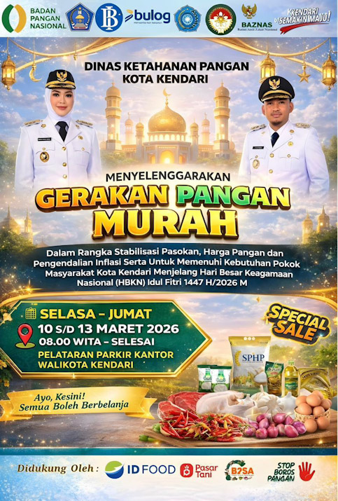 Jelang Idul Fitri, Pemkot Kendari bakal Gelar Gerakan Pangan Murah Selama Empat Hari