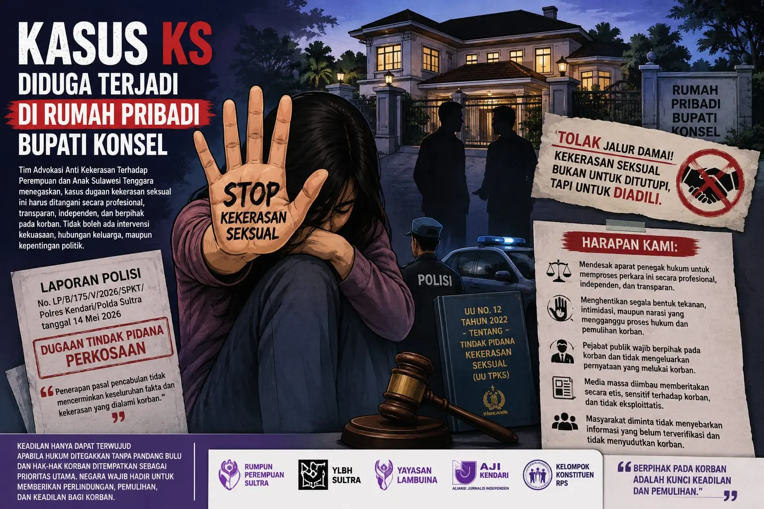 Tim Advokasi Kasus Kekerasan Seksual di Rumat Bupati Konsel Tolak Jalur Damai hingga Nikahkan Korban dengan Pelaku
