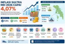 Inflasi Sultra Mei 2026 Capai 4,07 Persen