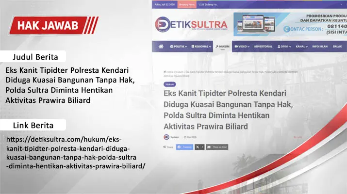 Klarifikasi Eks Kanit Tipidter Polresta Kendari Soal Tuduhan Penggelapan Aset dan Pakai Preman