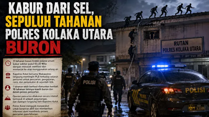Kabur dari Sel, Sepuluh Tahanan Polres Kolaka Utara Buron