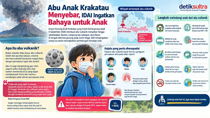 Abu Anak Krakatau Menyebar, IDAI Ingatkan Bahaya untuk Anak