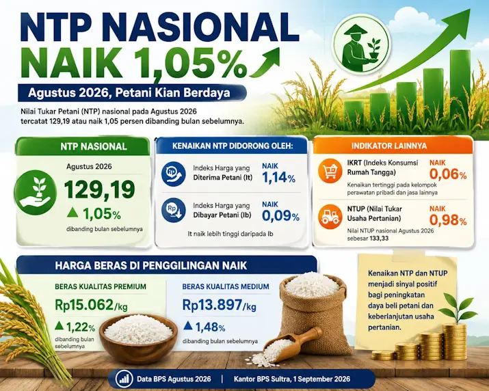NTP Nasional Naik 1,05 Persen pada Agustus 2026